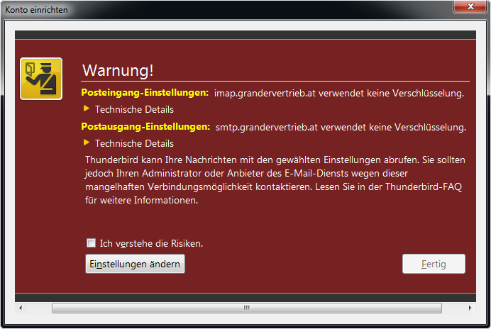 Thunderbird Warnung