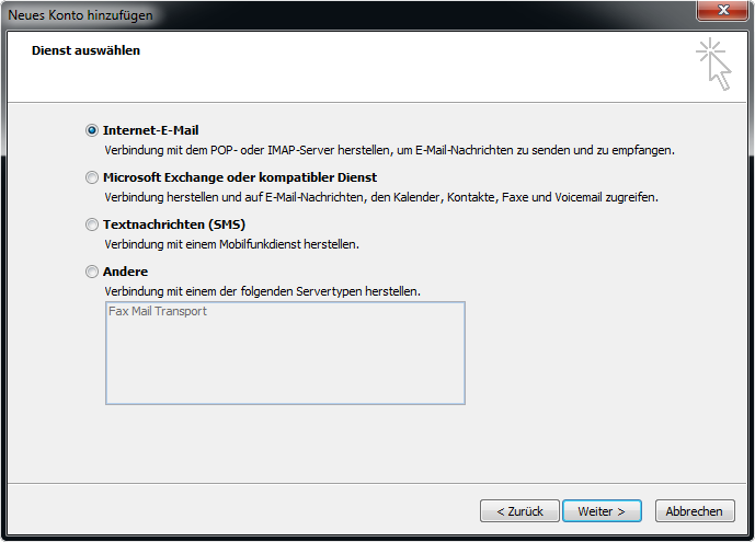 Konto manuell einrichten